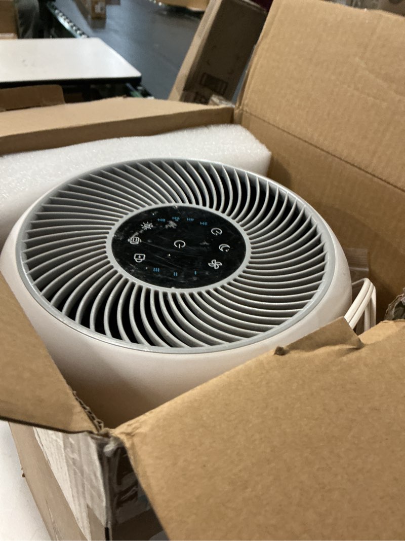 Condition photo showing As Is for levoit air purifier for home allergies pet hair in bedroom, covers up to 1073 ft² by 56w high torque motor, aham verifide, 3-in-1 filter with hepa sleep mode, remove dust smoke odor, core300-p, white