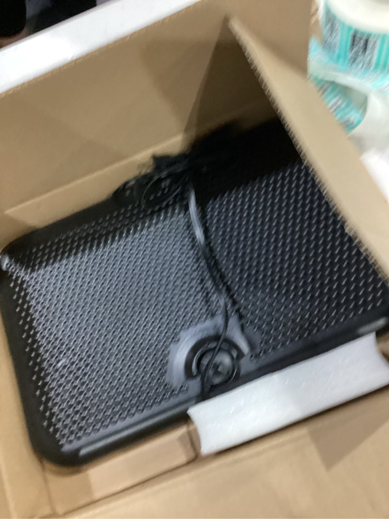 Condition photo showing As Is for AC 110V Heated Floor Mat for Foot, Wood Stripe Carbon Crystal Heating Pad, Electric Heated Foot Warmers for Office, Home Brown