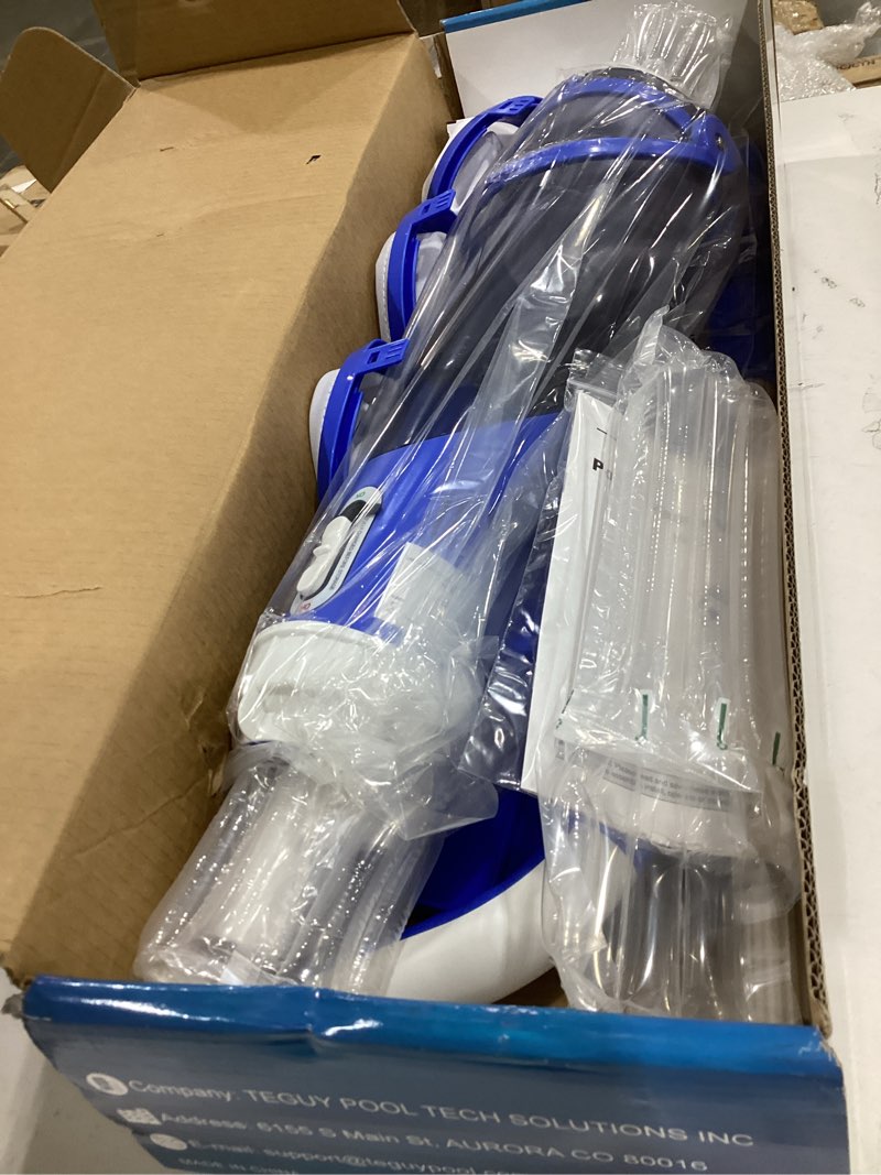 Condition photo showing Good Condition for cordless pool vacuum with telescopic pole, 18.5 gpm powerful suction, 1.5h supercharge technology, handheld pool vacuum cleaner for above ground/inground pools, hot tubs, blue
