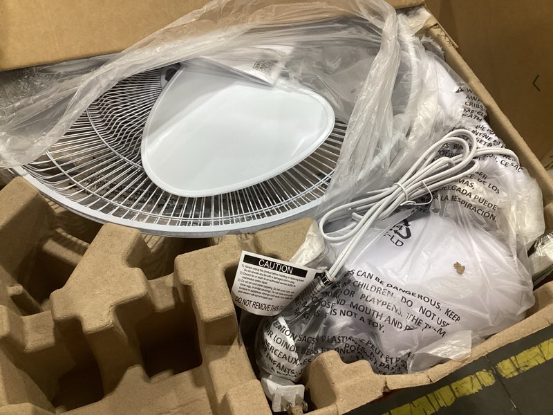 Condition photo showing As Is for commercial cool 16 inch wall fan with remote, white (ccfwr16w)