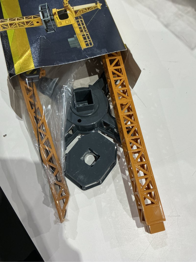 Condition photo showing As Is for jojofuny diecast tower crane model for interactive construction vehicle with authentic features educational play for cognitive development engaging crane operation imaginative fun