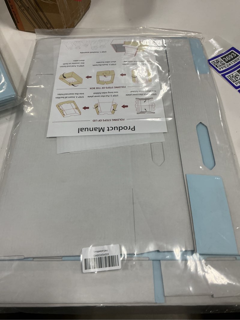 Condition photo showing New/Like New for Eco-Friendly Pet Casket - Biodegradable Cardboard Coffin for Mid-Sized Pets up to 15lbs-33lbs (21.6" L) for Dog, Cat, Rabbit Thoughtful Memorial & Burial Box (Blue) Large(21.6'' x 13.8'' x 8.6'') Blue