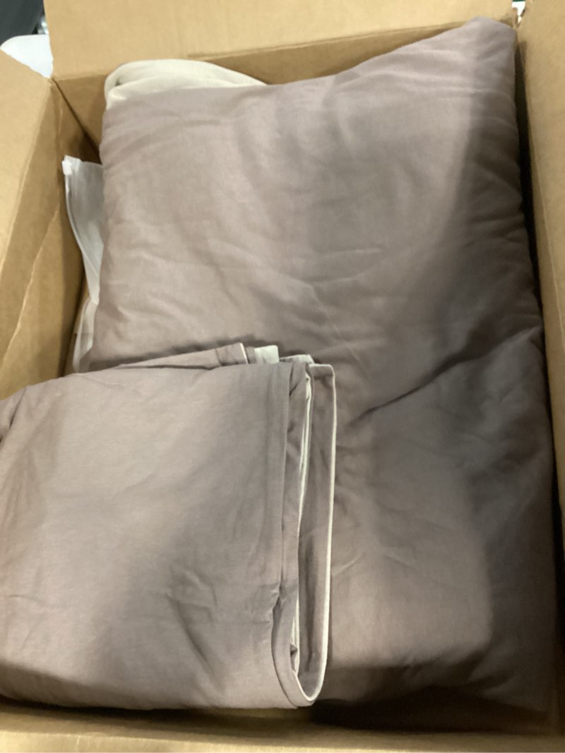 Condition photo showing Good Condition for PURE ERA Jersey Knit Duvet Cover Set 100% T-Shirt Cotton Super Soft Comfy 3pc Bedding Set with Zipper Closure (Solid Brown/Dark Beige, Queen) Brown/Dark Beige (No Comforter) Queen