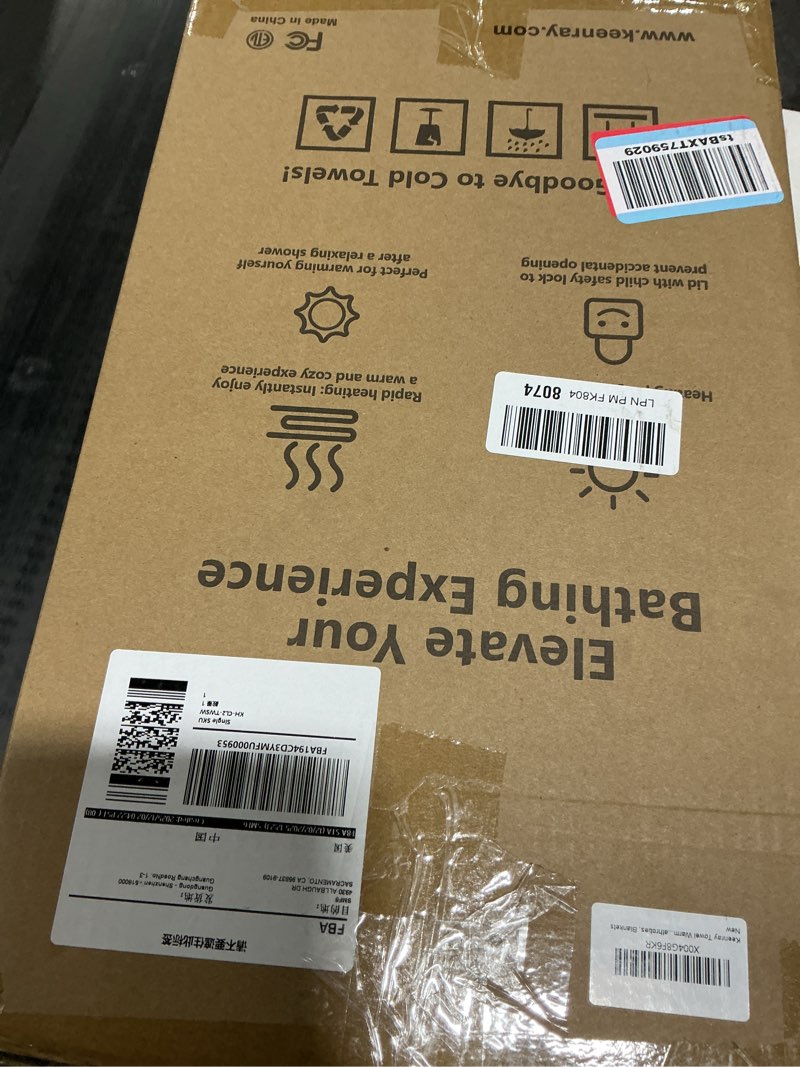 Condition photo showing Good Condition for Keenray Towel Warmer for Bathroom, Towel warmer bucket with Heating Progress Bar, Fragrance Disc Holder, Leather handle, Auto Shut-off Towel Bucket Fits Up to Two 40" x 70" Towels, Bathrobes, Blankets White/Wood 18L