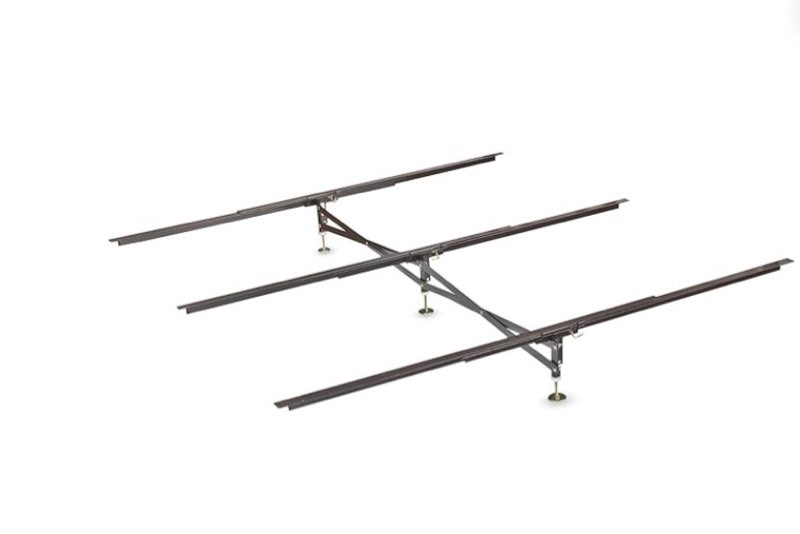  glideaway x-support bed frame support system, gs-3 xs model - 3 cross rails and 3 legs - strong center support base for full, queen and king mattress, box springs, and bed foundations