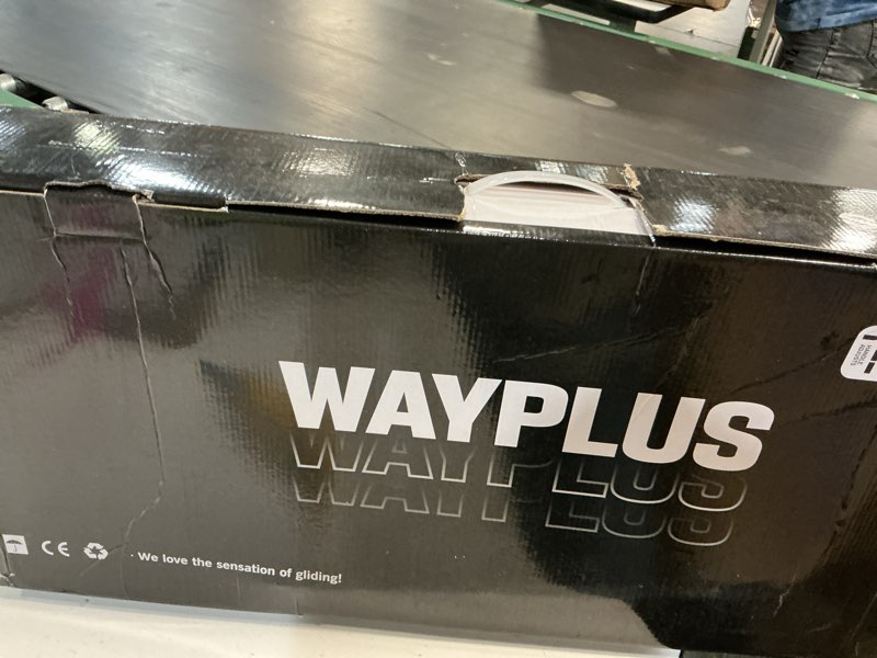 Condition photo showing As Is for wayplus ks1 kick scooter for ages 6+,kid, teens & adults. max load 240 lbs. foldable, lightweight, 8in big wheels for kids, teen and adults, 4 adjustable levels. bearing abec9 fed fitness white