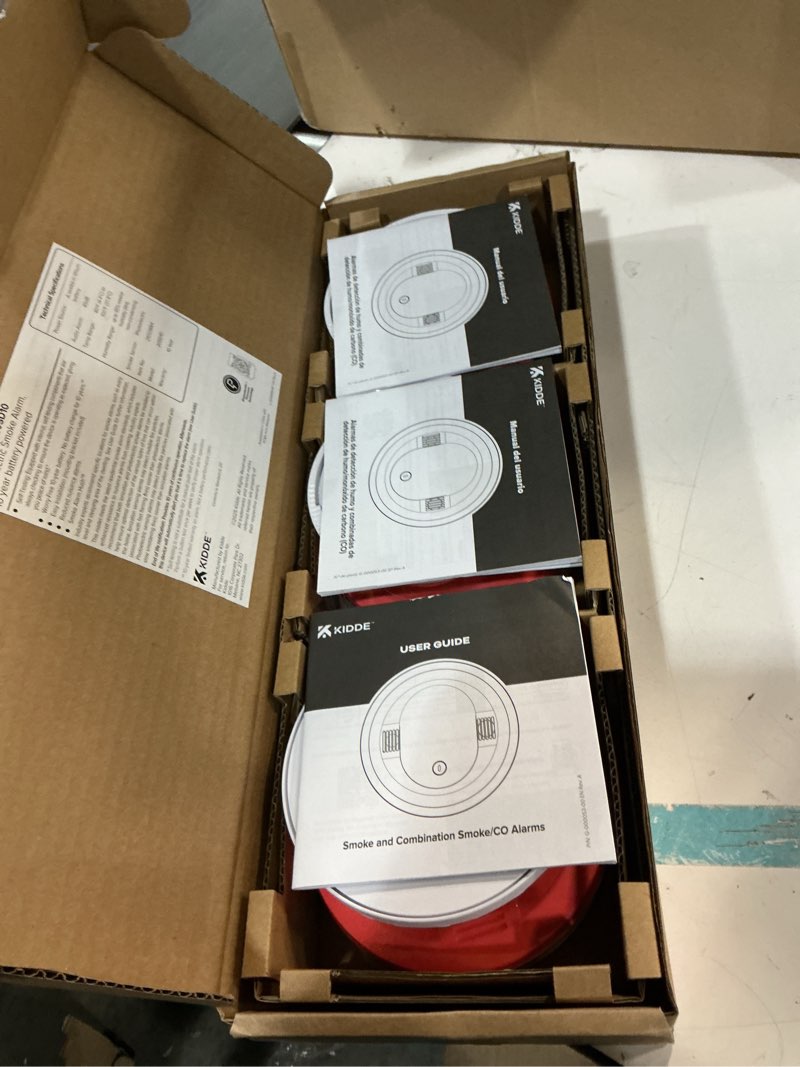 Condition photo showing New/Like New for Kidde Smoke Detector, 10-Year Battery Powered, LED Warning Light Indicators, 3-Pack 3 Pack