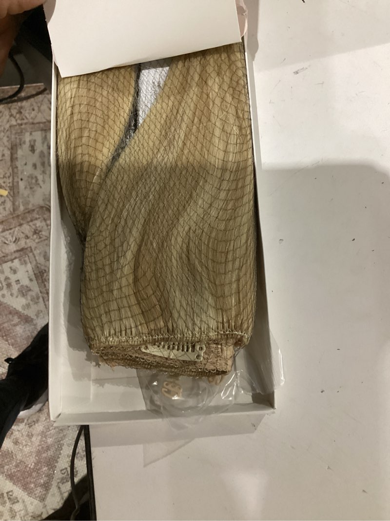 Condition photo showing Good Condition for Rich Choices Halo Hair Extensions Real Human Hair Remy Hairs Halo Extension for Women Invisible Wire One Piece Clip in Hairpiece 16 Inch Straight-#18P613 Ash Blonde Highlight Bleach Blonde