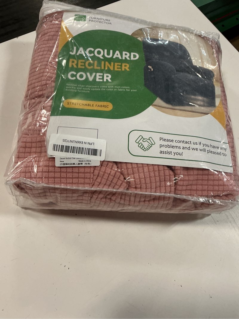 Condition photo showing New/Like New for recliner chair covers,1 piece stretch recliner cover washable furniture protector with elastic bottom for pets kids spandex jacquard fabric small checks(recliner,pink)