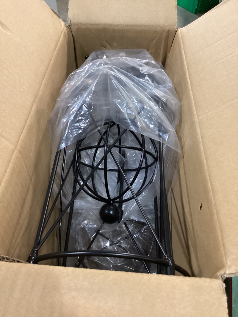 Condition photo showing Good Condition for 2-pack garden obelisk trellis, 28" tall black iron plant support for climbing plants & flowering vines, tool-free threaded assembly, decorative accent for patio planters & balcony gardens geometric sphere obelisk trellis