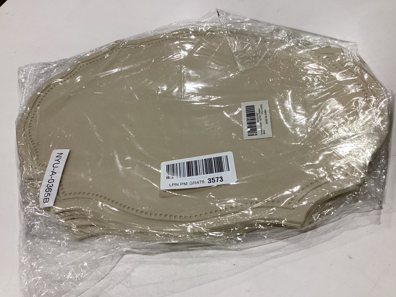 Condition photo showing New/Like New for durable table placemats set of 6,waterproof non-slip heat resistant table mats,dual-sided faux leather place mats for dining party outdoor. beige