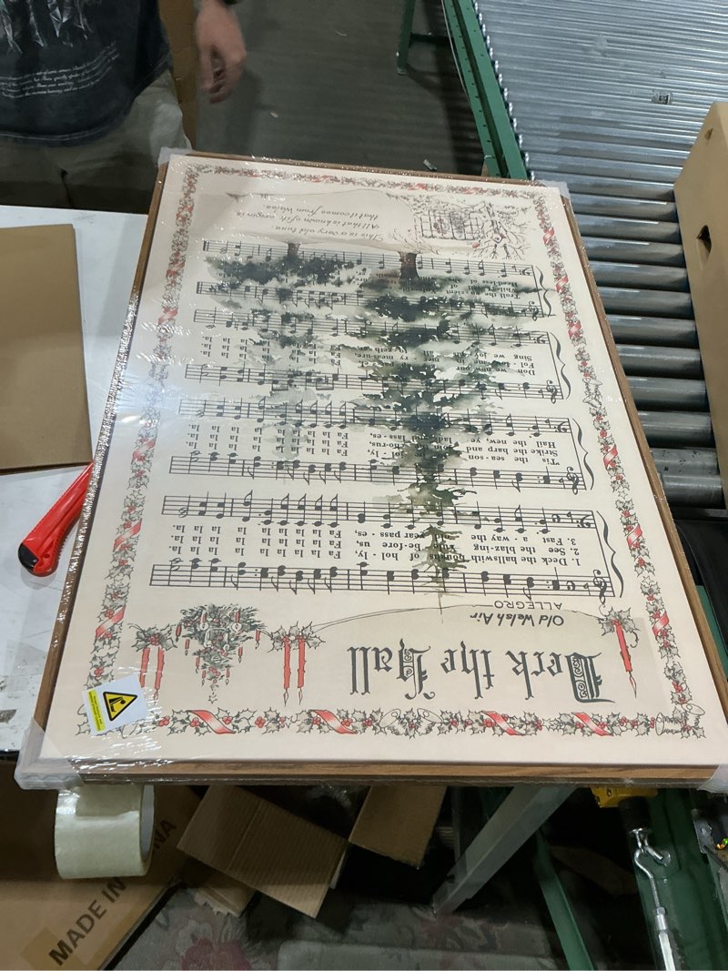 Condition photo showing New/Like New for framed music wall art, neutral vintage sheet music canvas prints artwork for walls, rustic tree picture for hallway entryway bedroom dining room office living room wall decor, 24x36 in 36"l x 24"w beige