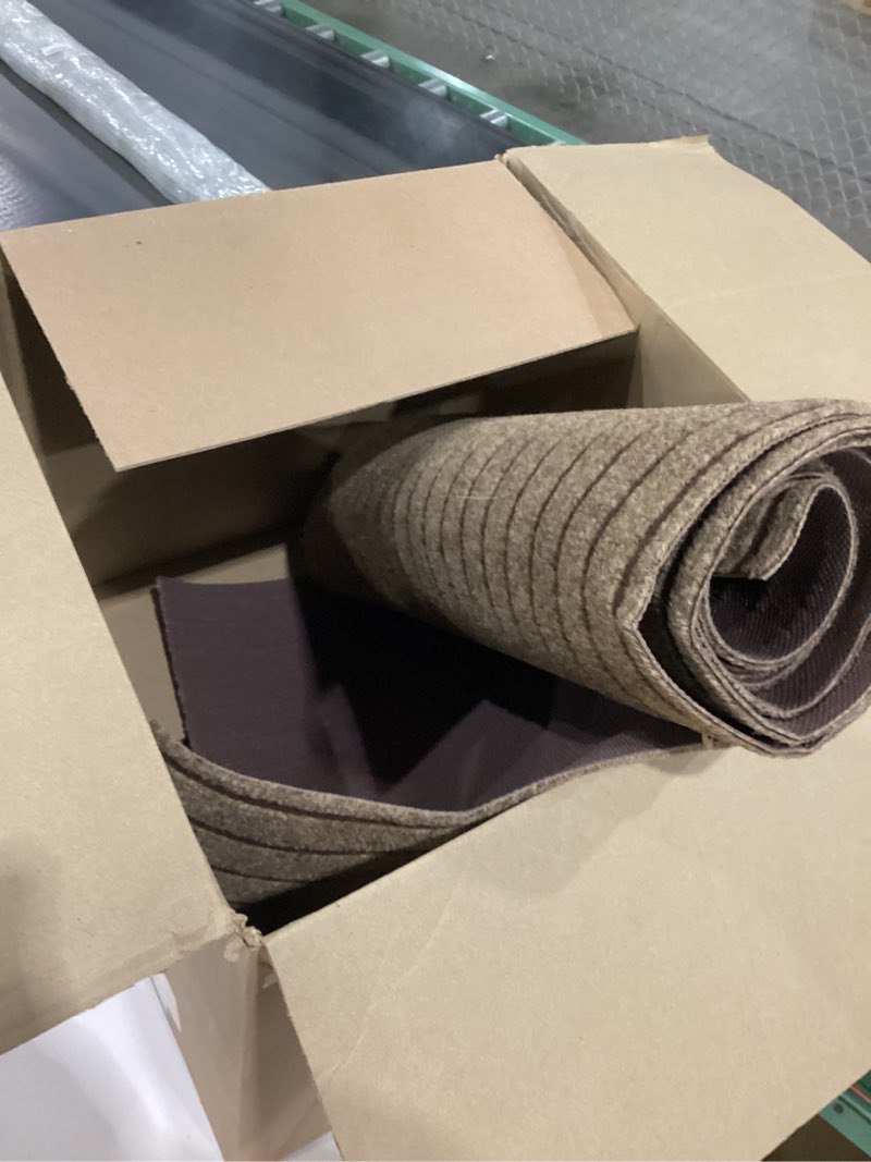 Condition photo showing As Is for AYOHA Runner Rug 2' x 8' Indoor/Outdoor Carpet Runners, Hallway Kitchen Entryway Bedroom Area Rugs with Natural Non-Slip Rubber Backing, Garage mat, Brown/Brown Strip (Available for Custom Sizes)