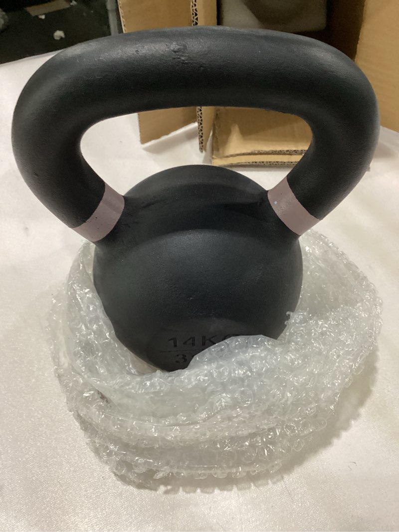 Condition photo showing New/Like New for Yes4All Powder Coated Kettlebell, Cast Iron Core Kettlebells with Non-Slip Handle & Flat Bottom for Conditioning, Heavy Duty for Strength Training, 9lb to 71lb - Single & Pair F - Brown - 14 KG / 31 LB A. Single