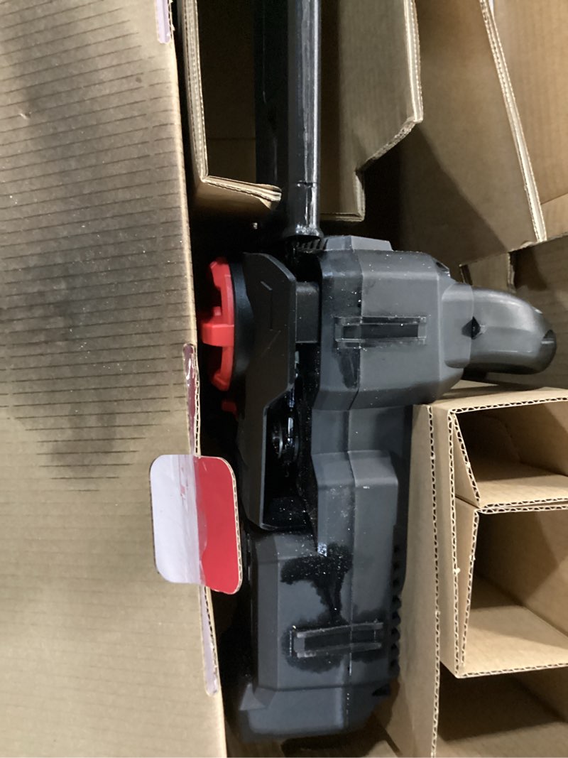 Condition photo showing As Is for hyper tough 12" 20v brushless cordless chainsaw with 20v max 4.0ah battery and charging cable