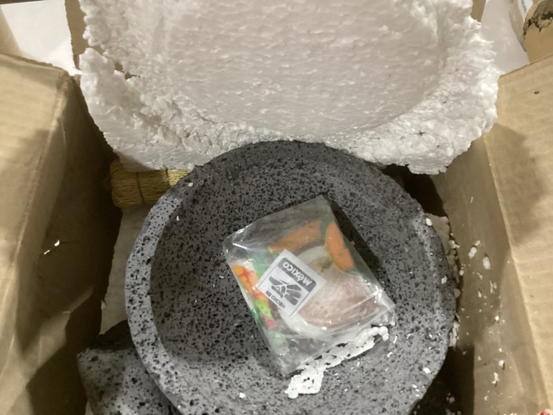 Condition photo showing As Is for The original Molcajete Mexicano volcanic rock Handmade of Authentic Lava Rock in Mexico - Molcajete de Piedra volcanica - Molcajete Mortar Pestle molcajete bowl molcajete volcanic rock guacamole maker