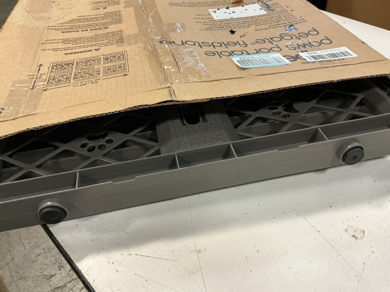 Condition photo showing Good Condition for mypet north states paws portable pet gate: 26-40" wide. pressure mount. no tools needed. made in usa, 23" tall, expandable, durable dog gates for doorways, fieldstone gray