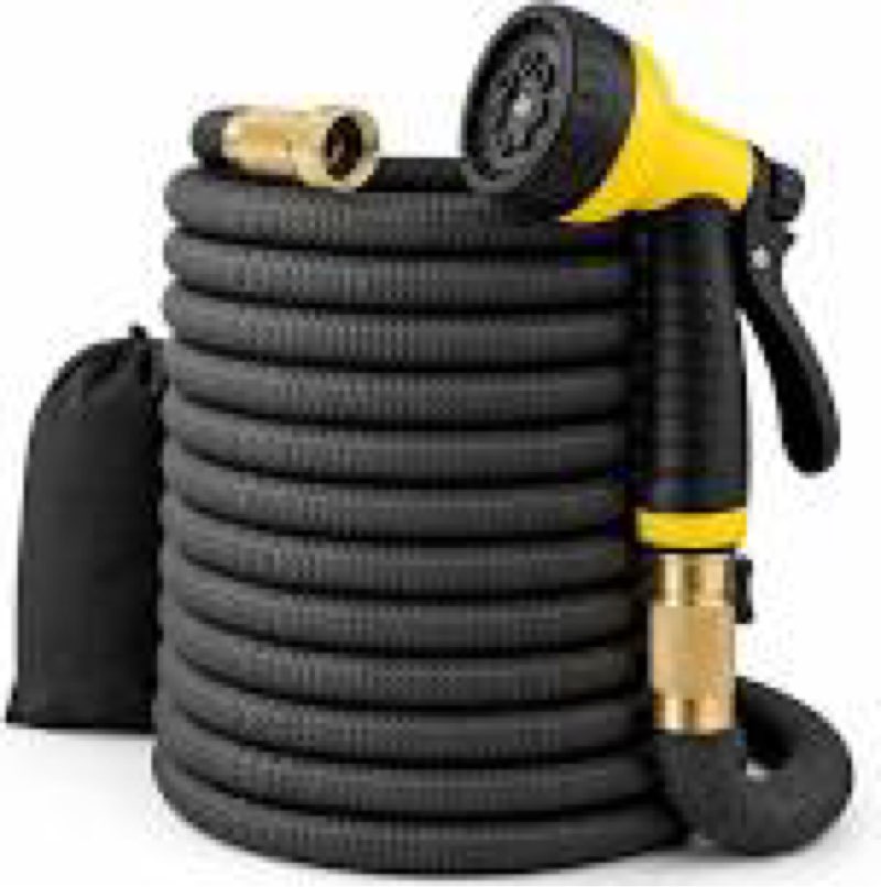 j&b xpandahose 150ft expandable garden hose – ultra-strong 3750d, 4-layer latex core, brass 3/4? connectors, 10-pattern nozzle & storage bag – lightweight, kink-reducing, leak-resistant