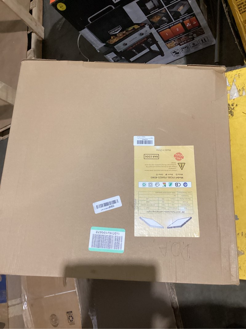 Condition photo showing Good Condition for 20 inch square led flush mount ceiling light, 50w, 5000lm 3000k/4000k/6000k cct selectable, large square led flat panel ceiling light fixture for bedroom,kitchen,living room (black 1pk) black square-20inch-1pk