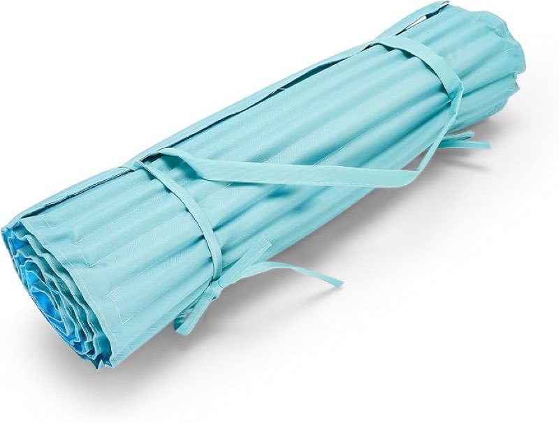 camco ribbed, padded pool and beach mat with travel and storage straps – comfortable and lightweight design, water and uv resistant - 24" x 72", teal blue (51906)