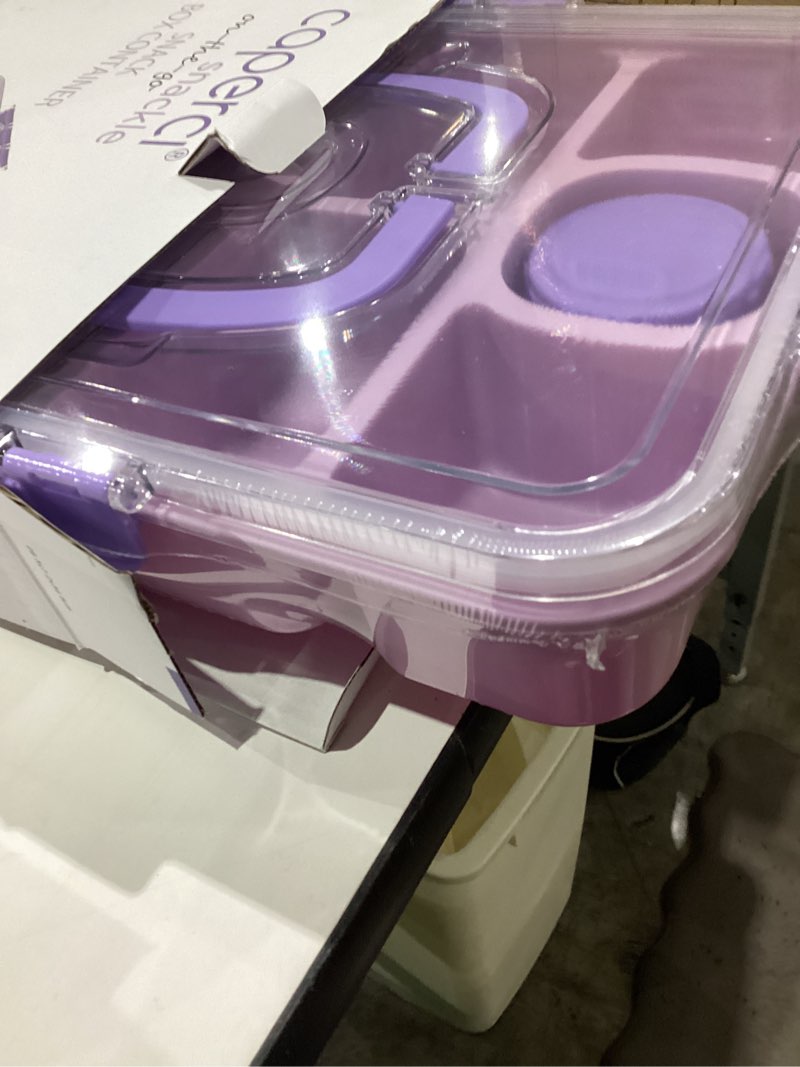 Condition photo showing New/Like New for Caperci Original Snackle Box Container - 10-Compartment Snack Divided Serving Tray with Lid & Handle, 2 Dressing Containers, Perfect for Picnic Party, Leak-Proof, Dishwasher Safe, BPA-Free (Orchid)