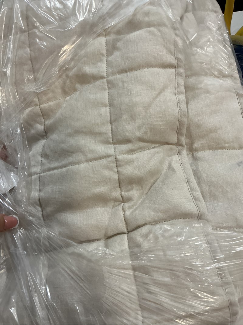 Condition photo showing Good Condition for european linen box quilt set, full/queen, sand