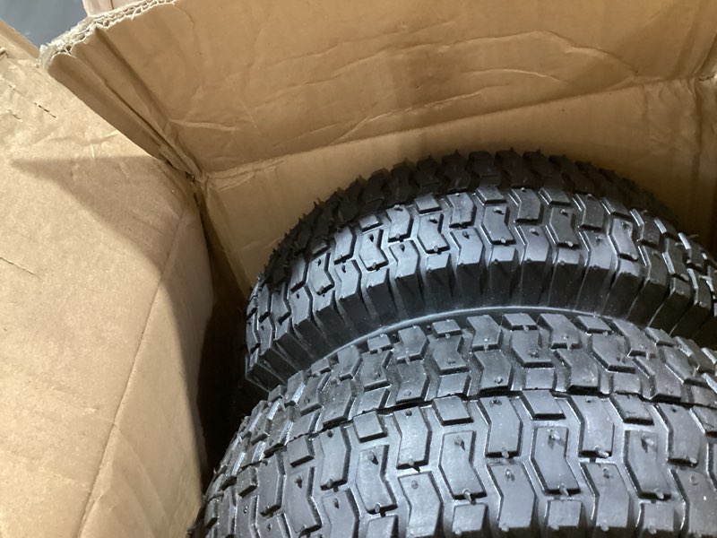 Condition photo showing Good Condition for 2 pack 13x5.00-6 lawn tractor pneumatic wheel,wheelbarrow tire turf tread,3.13" hub length with steel rim,flange id 0.76''