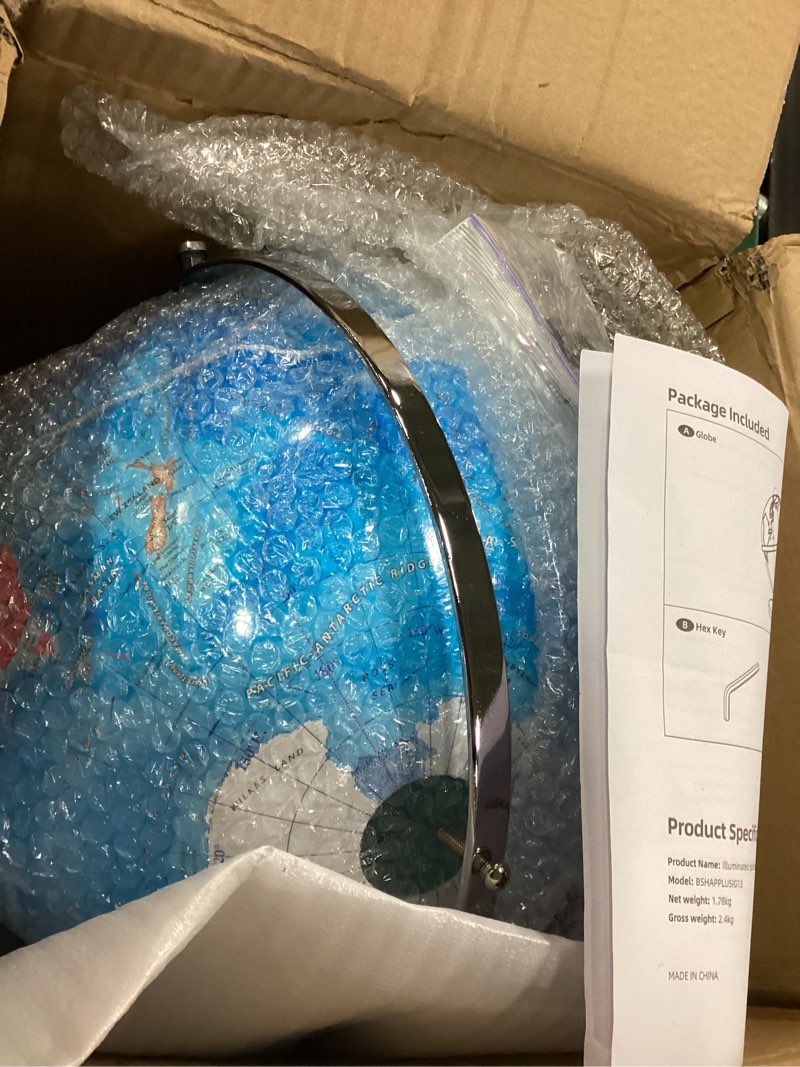 Condition photo showing Good Condition for 13" Illuminated Globes, 720° Spinning Globe with Touch Switch & Light Up Without Charging & 3 LED Lighting Modes for Classroom Education & Bedroom Decor, Inspire Geography Interest