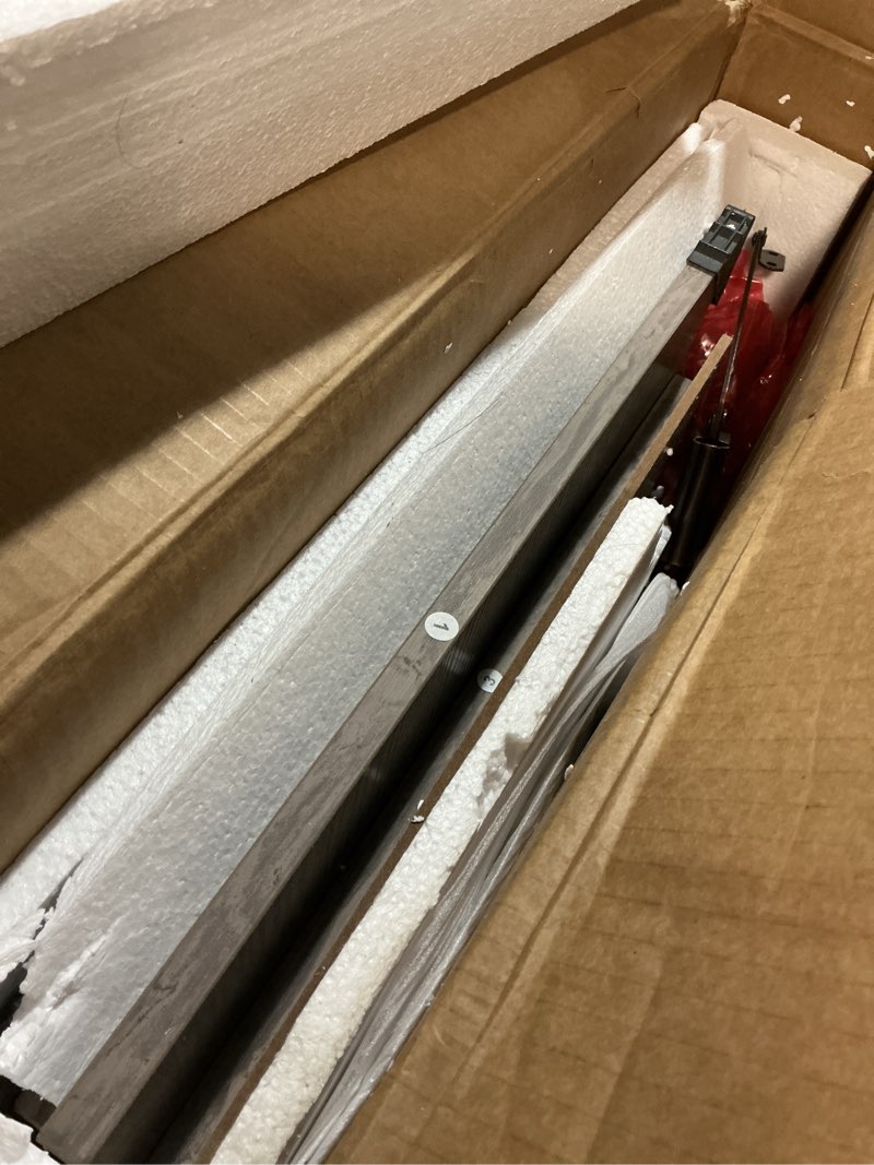 Condition photo showing As Is for HOOBRO Storage Bench, 39.4” Retro Wooden Storage Chest with U-Shaped Cut-Out Pull, Safety Hinge, Supports 220 lb and Easy Assembly for Toy Box Organizer (Greige) BG771CW01 Greige 39.4”L x 15.7”W x 19.5”H