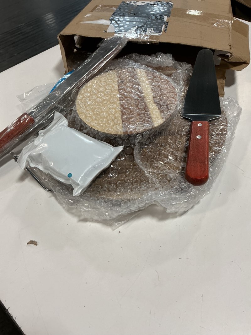 Condition photo showing Good Condition for remerry 61 pcs cake decorating kit with 12" wooden cake stand turntable includes piping tips, spatula, coupler, offset & straight spatulas, silicone mat baking tools for beginners and professionals