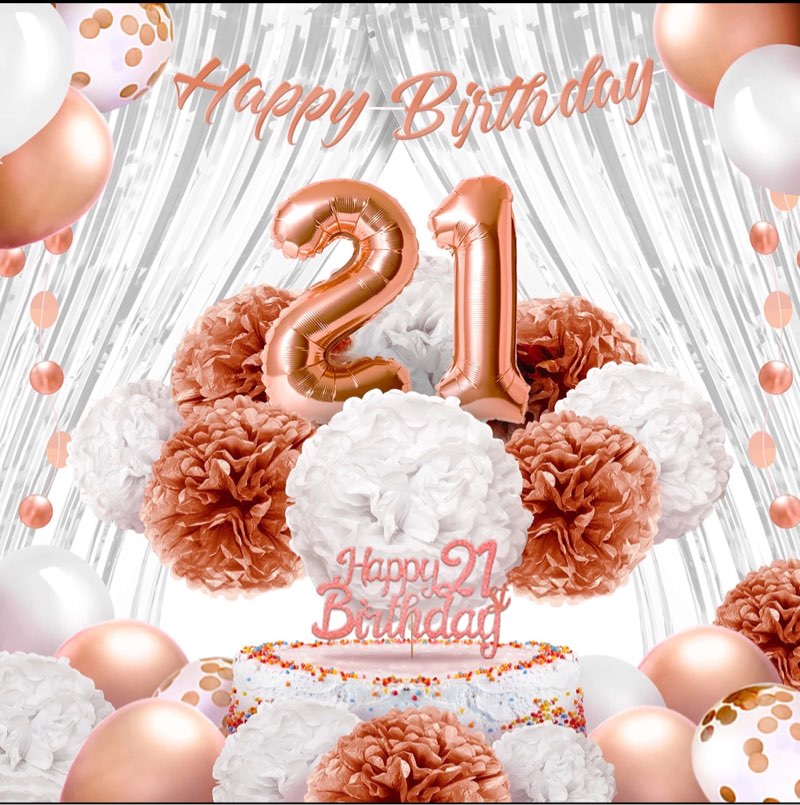6 pack of epiqueone happy birthday banner kit - 41-piece, rose gold, 21st birthday banner kit for cake decorati