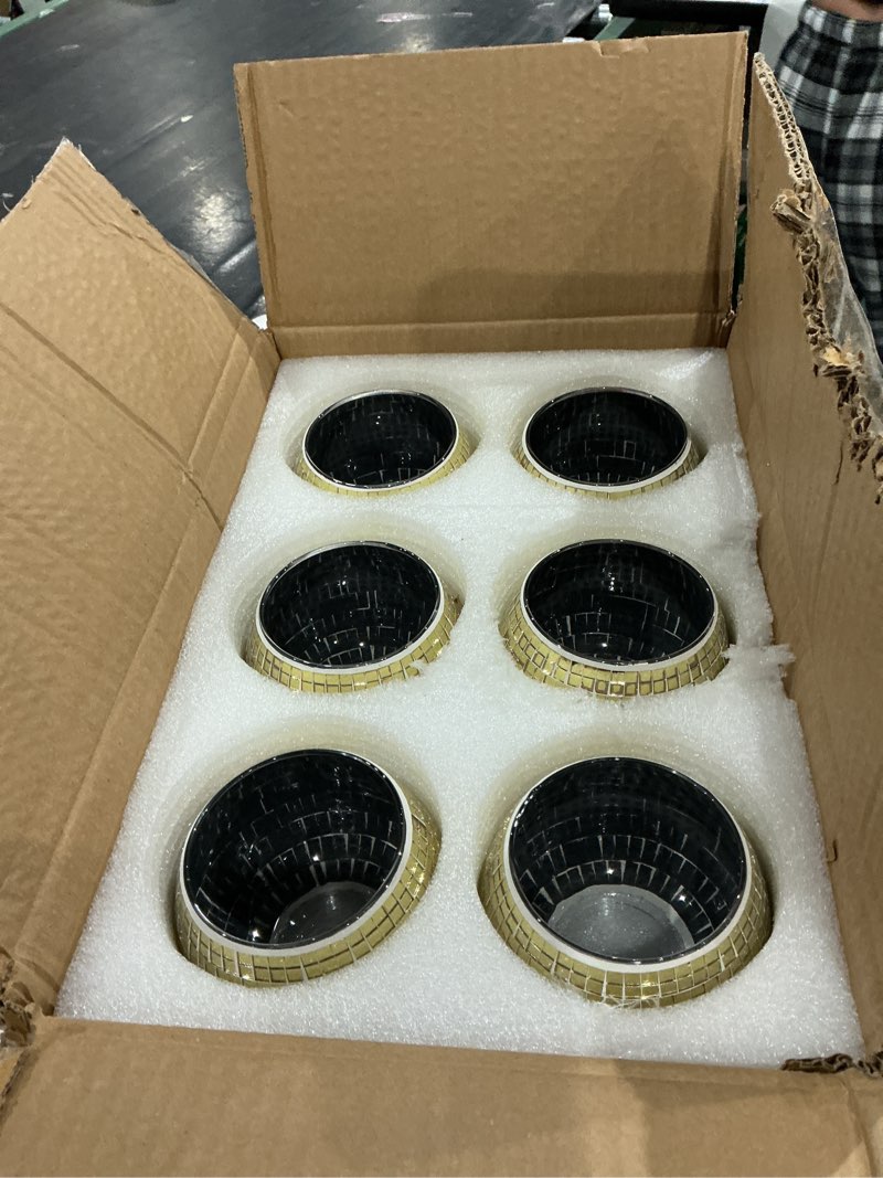 Condition photo showing Good Condition for 12 pcs disco ball vases, silver glass mirrored mosaic disco planter flower holder centerpiece for wedding birthday party table decor decorative discos ball vase unique gift for plant lovers(3.5" x 4") silver 12