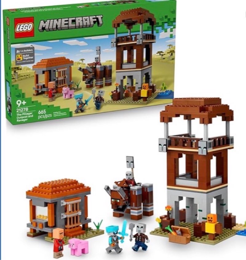 LEGO Minecraft The Pillager Outpost and Ravager Building Toy - Video Game Building Blocks for Kids, 