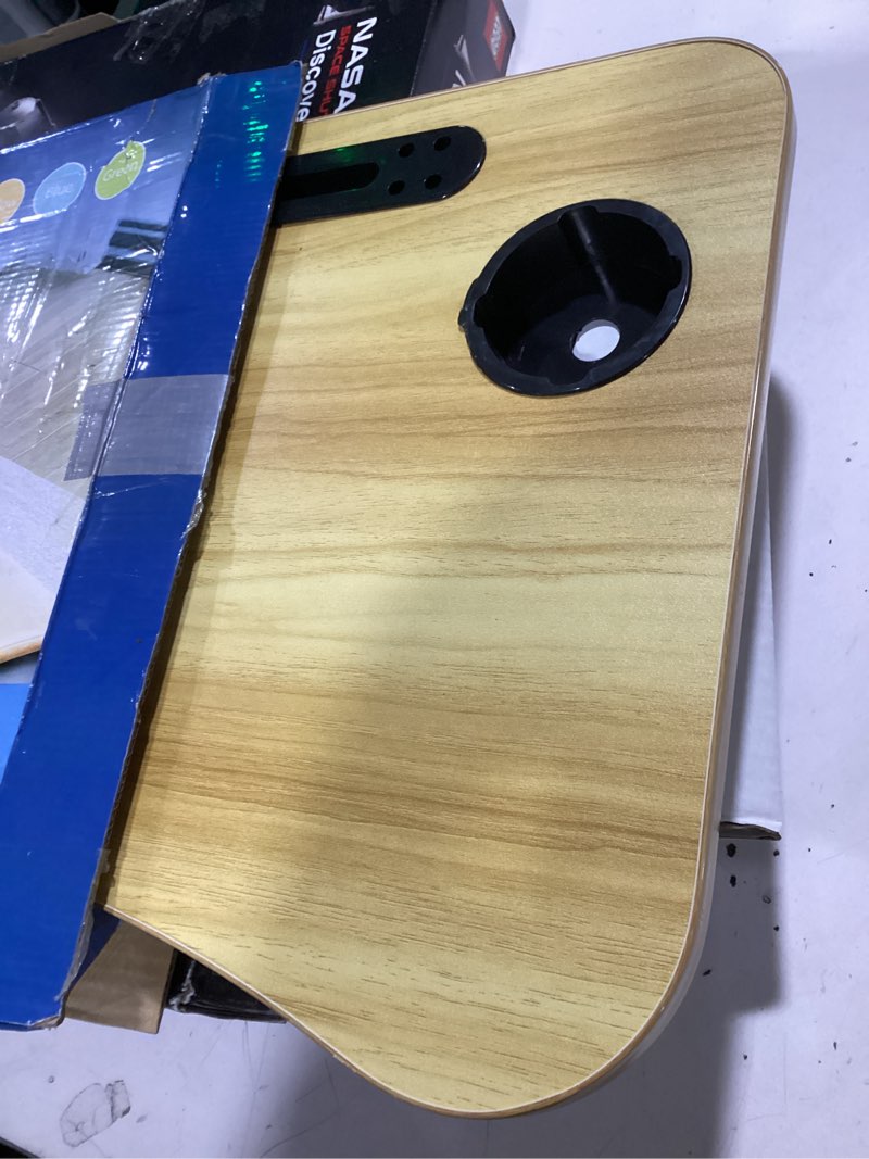 Condition photo showing Good Condition for Slendor Lap Desk with Tablet Slot, Foldable Laptop Table with Storage Drawer for Bed?Portable Bed Desk for Laptop, Computer Tray with Cup Holder Notebook Stand Reading Holder for Couch Floor, Walnut Brown