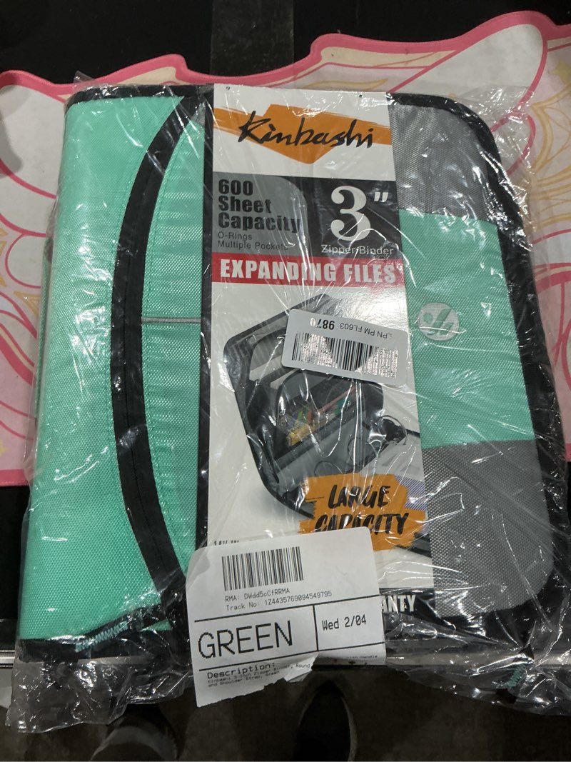 Condition photo showing Good Condition for Kinbashi D-Rings Zipper Binder- 3 Ring Binder with Zipper 4 Inch Multiple Pockets - 800 Sheet Capacity - Comes with Shoulder Strap, Blue