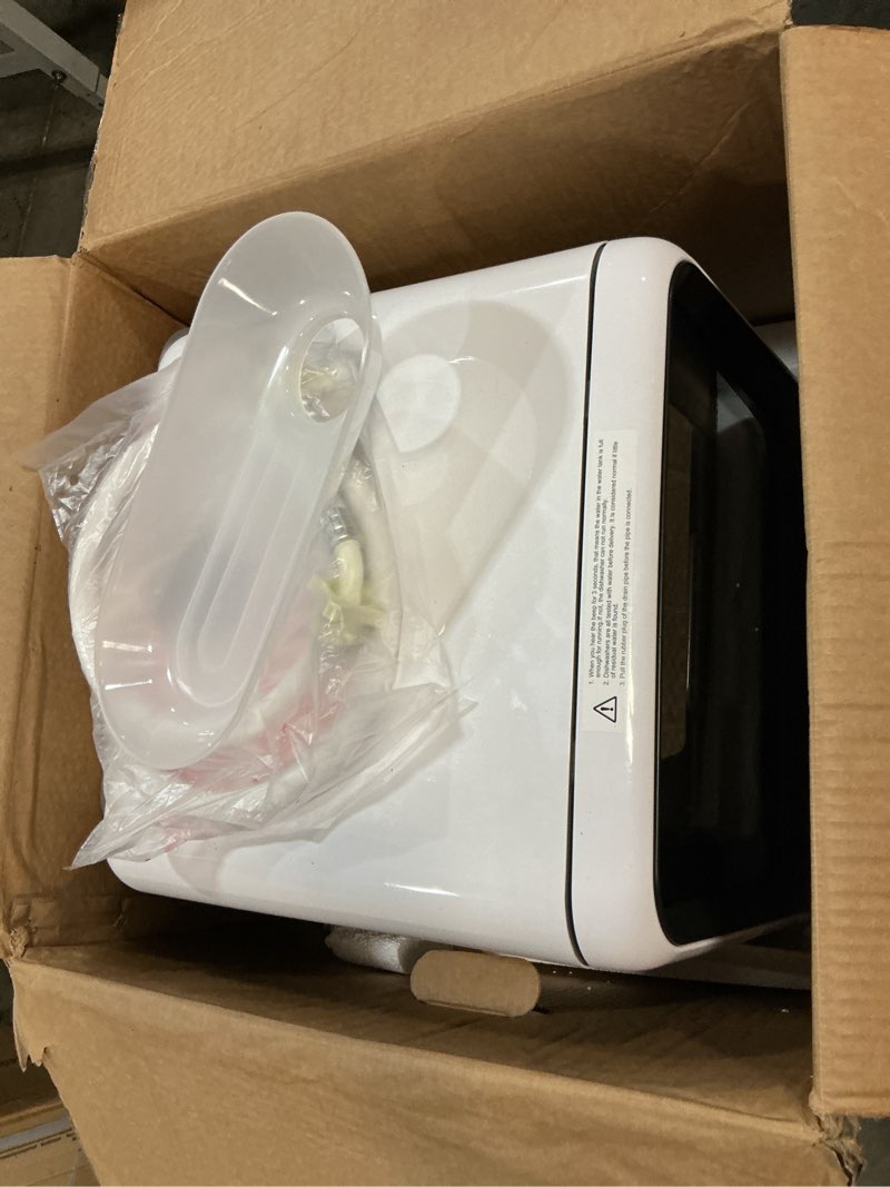 Condition photo showing As Is for comfee' portable dishwasher countertop with 5l built-in water tank, no hookup needed, 6 programs, 360° dual spray, 192? high-temp& air-dry function, mini dishwasher for rvs, white minilite-white white