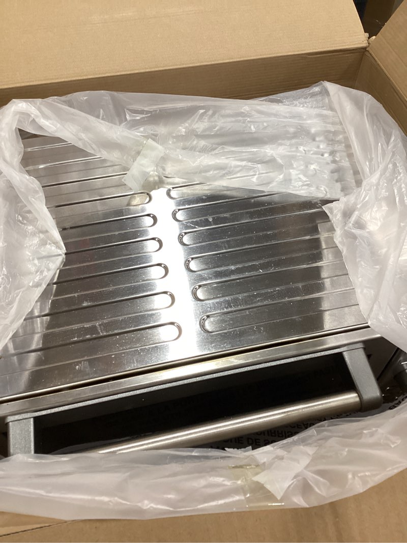 Condition photo showing As Is for cuisinart tob-135n deluxe convection toaster oven broiler, brushed stainless, silver silver oven