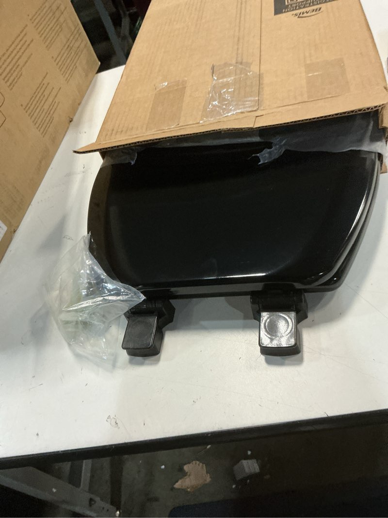 Condition photo showing Good Condition for Mayfair Cameron Black Toilet Seat, Non Slip Heavy Duty Wood, Easy Clean, Made in USA, Round Black Round