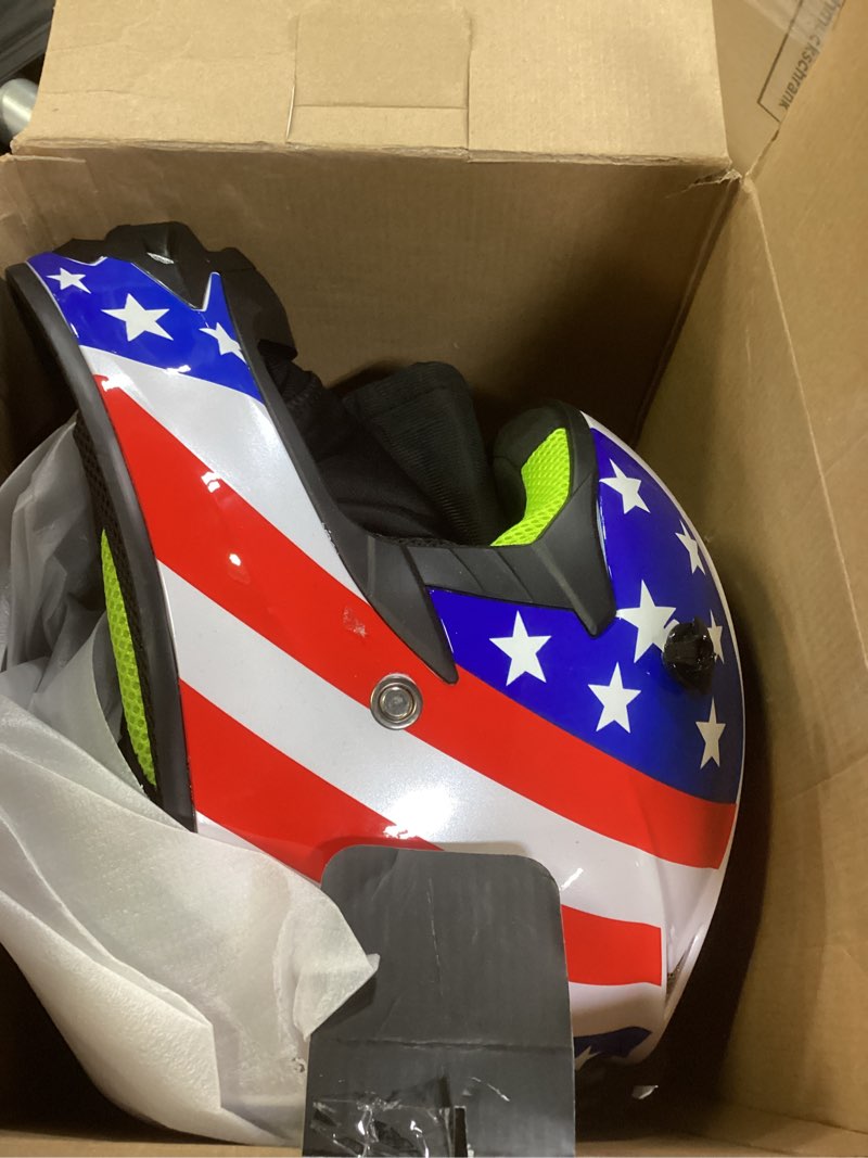 Condition photo showing Good Condition for youth kids dirt bike helmet for boys & girls,f001 full face motorcycle helmet for off-road atv street riding four wheeler mountain bike with goggles gloves,dot approved great usa large