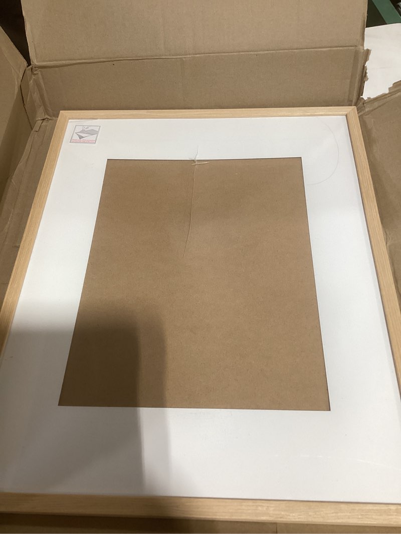 Condition photo showing As Is for upsimples 16x20 Frames, Natural Solid Wooden Picture Frames, Display 11x14 with Mat or 16 x 20 Without, Vertical or Horizontal Wall Hanging, 1 Pack, Natural Natural 16x20