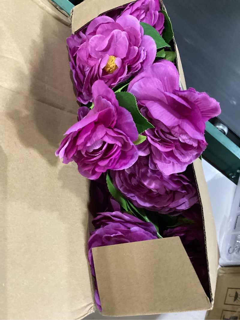 Condition photo showing Good Condition for lunmon 2 pack 3ft artificial camellia plants tree 36" faux camellia flower with spike uv resistant realistic fake floral blooming bush for indoor outdoor front door porch backyard garden, purple 3 ft purple 2