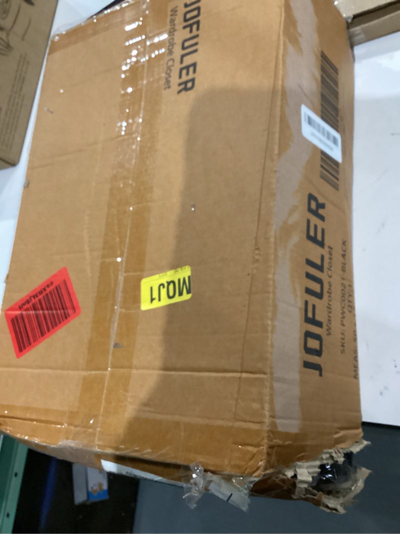 Condition photo showing New/Like New for Portable Closet, Easy Assembly, Large Capacity Wardrobe Closet, Sturdy and Stable Clothes Rack with Shelves 4 Storage Baskets and 2 Hanging Rods, for Bedroom and Cloakroom Black Black 50 Inch