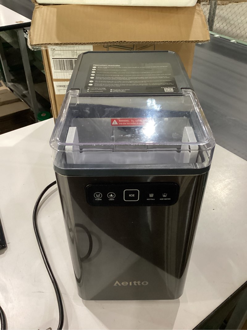 nugget ice maker countertop, pellet ice machine soft chewable ice 40lbs/day, one-click operation, auto self-cleaning crushed ice makers stainless with scoop for home/kitchen/office