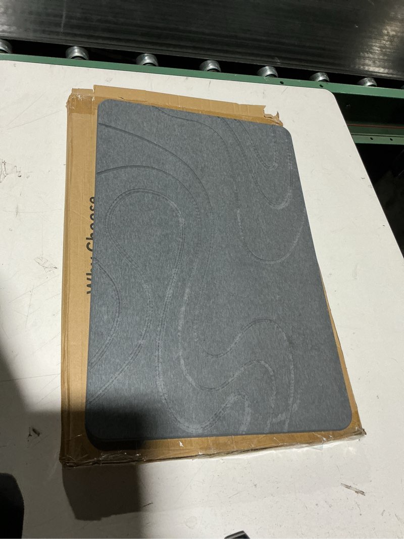 Condition photo showing Good Condition for Large Stone Drying Mat for Kitchen Counter - 24"x16" Dirt-Resistant Quick Drying Fast Absorbent Non-Slip Diatomite Mat, Natural Diatomaceous Earth Dish Drying Pad for Dish Rack(Dark Grey) Dark Gray 24" x 16"