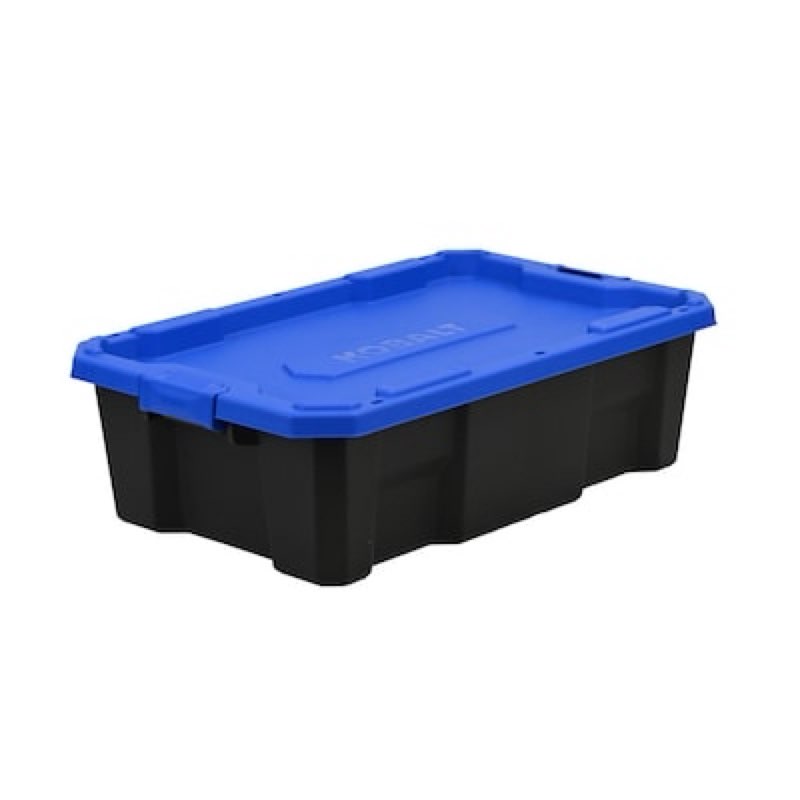 Kobalt Medium 17 -Gallons ( 68 -Quarts ) Black Heavy Duty Stackable Tote with Latching Lid (missing 1 handle)