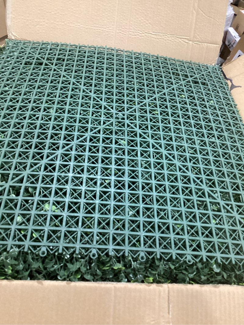Condition photo showing Good Condition for Bybeton 24Pcs 20"x20" (Total Covers 66.7 Sq. Ft.) Grass Wall Panels, Ultra-Dense 4-Layer Faux Greenery Backdrop, Flame Retardant & UV-Protected Hedge for Indoor Outdoor Decor, Party 20*20IN 24Pcs Green