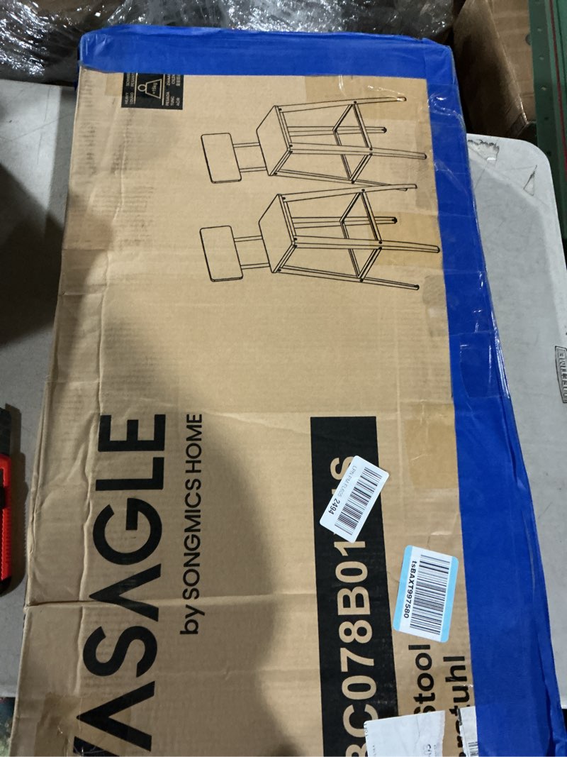 Condition photo showing Good Condition for VASAGLE Set of 2 Bar Stools, Bar Height Stools, 29.1 Inches Tall Barstools with Back, Counter Bar Chairs for Kitchen Island, Steel Frame, Industrial Style, Easy Assembly, Rustic Brown and Ink Black