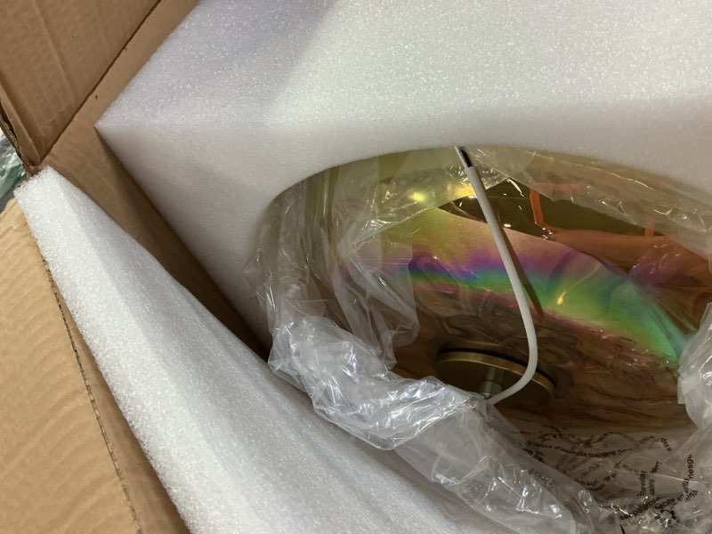 Condition photo showing Good Condition for Ceiling Light Fixture, 14''& 3-Light Amber Vintage Semi Flush Mount Ceiling Light, Brass Rainbow Ind