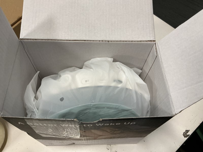Condition photo showing Good Condition for Wake Up Light Sunrise Alarm Clock for Kids, Heavy Sleepers, Bedroom, with Sunrise Simulation, Sleep Aid, Dual Alarms, FM Radio, Snooze, Nightlight, Daylight, 7 Colors, 7 Natural Sounds, Ideal for Gift White