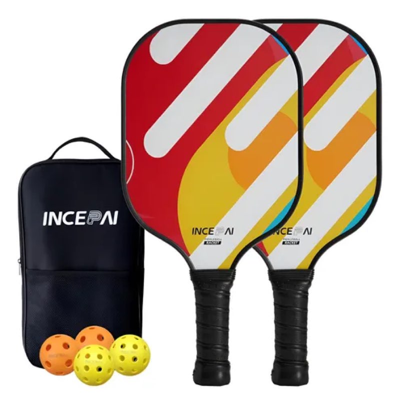 Graphite Carbonfiber Pickleball Paddle Set - 2 Fiberglass Surface Rackets, 4 Pickleballs for Indoor and Outdoor
